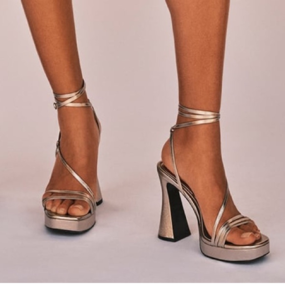 Chunky Zara Metallic Block Heel Sandal